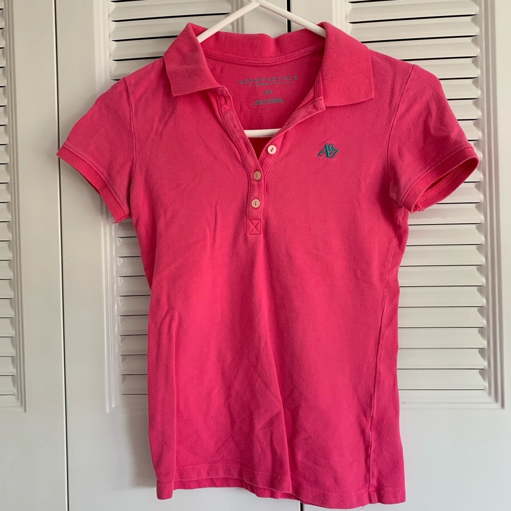 pink aeropostale polo shirt